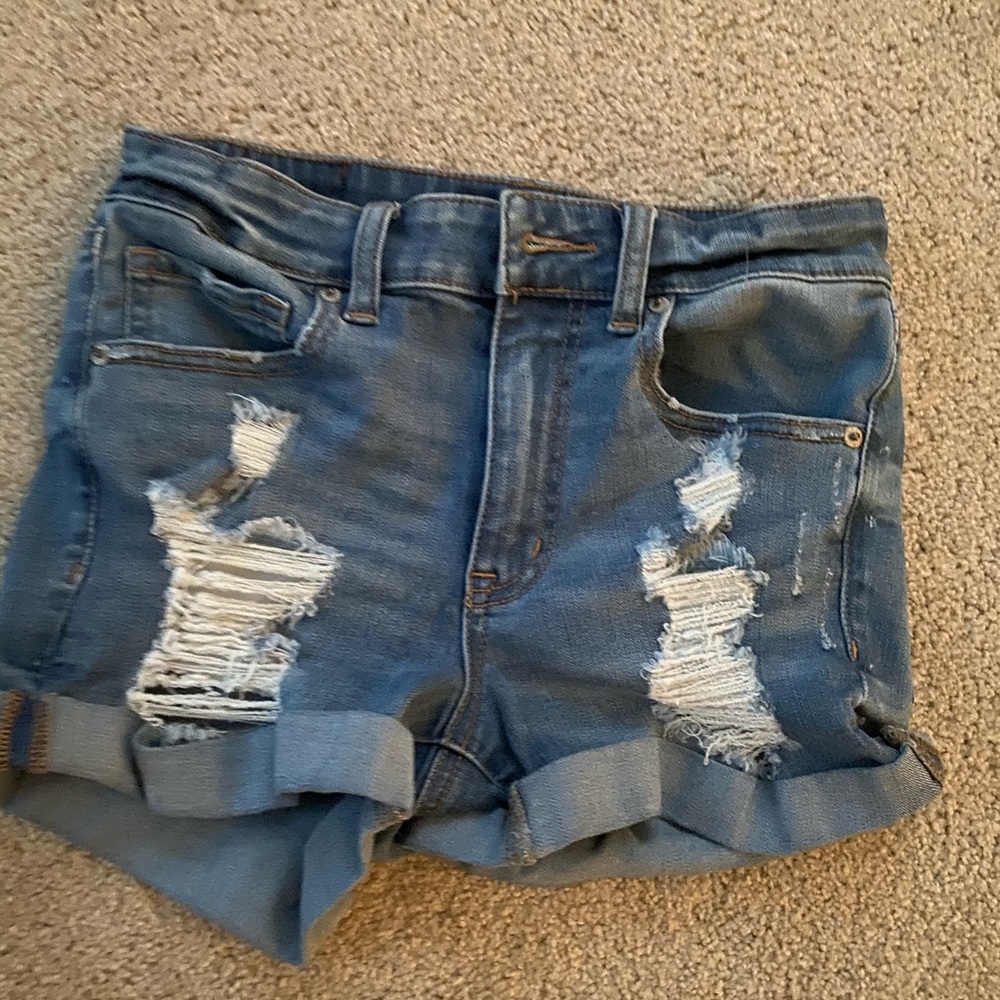high rise ripped jean shorts